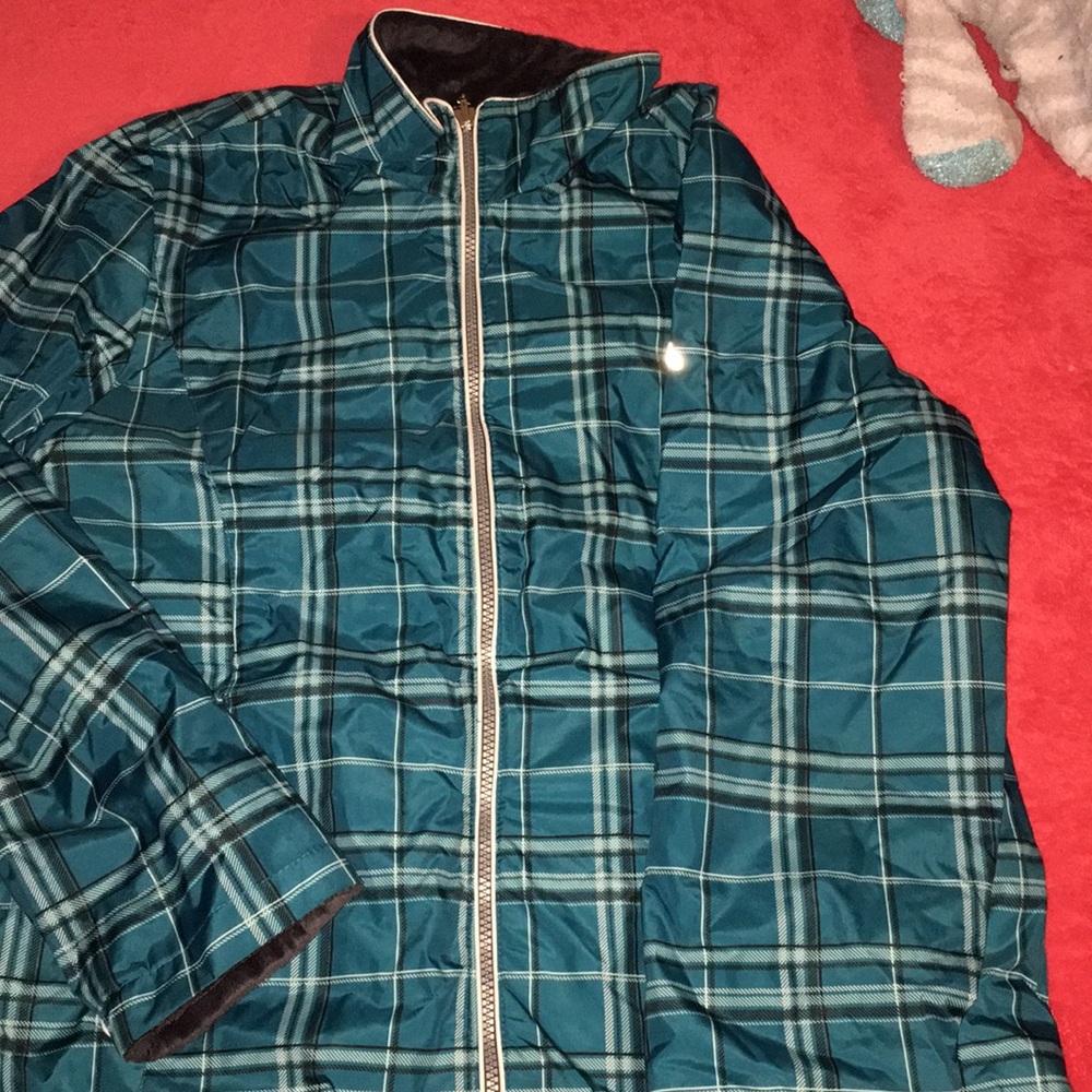 blue plaid jacket